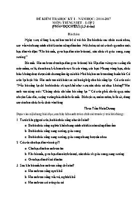 Đề kiểm tra học kì I Toán lớp 2, 3 - Năm học 2016-2017